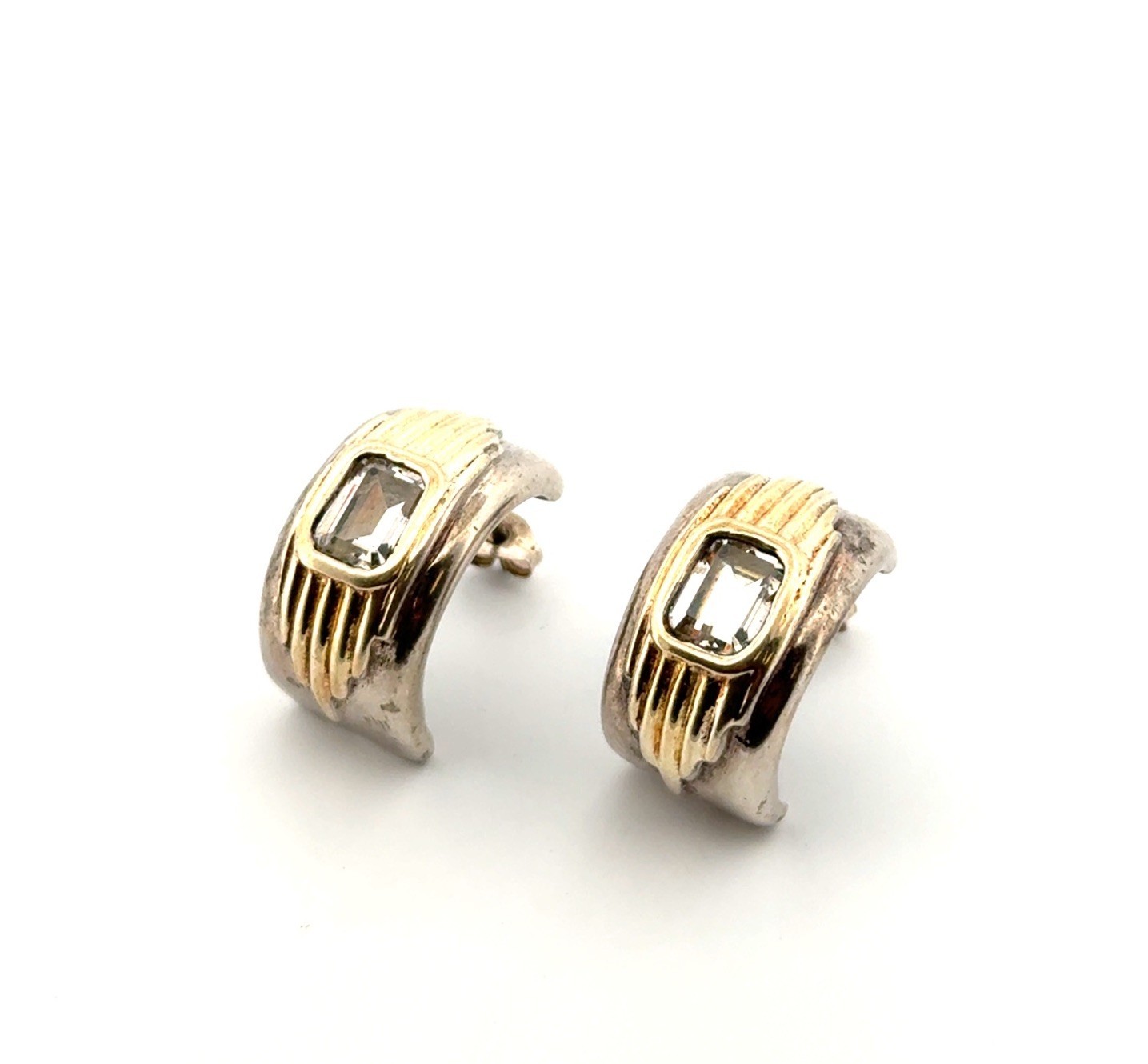 Alfred Durante 1988 Franklin Mint 925 Sterling Silver & 14k Gold Earrings 12.3g