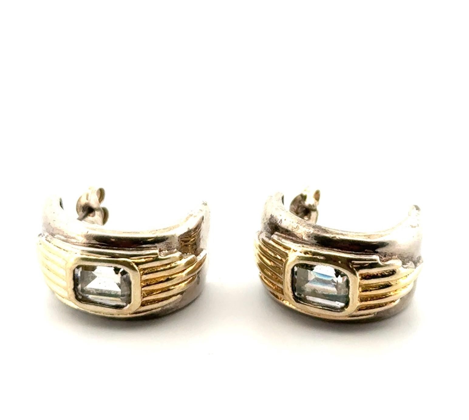 Alfred Durante 1988 Franklin Mint 925 Sterling Silver & 14k Gold Earrings 12.3g - Image 3