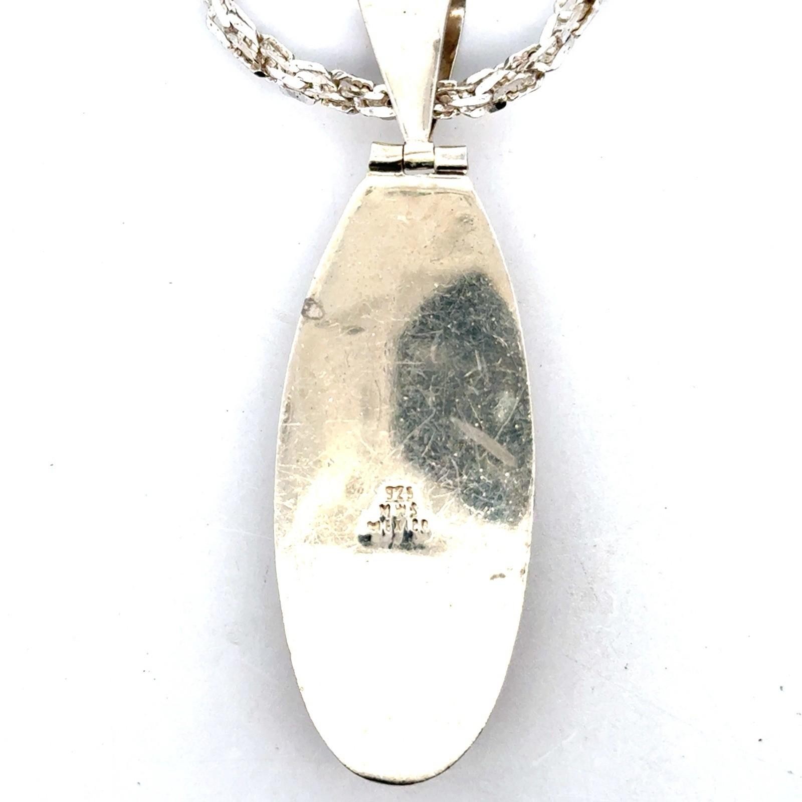 Vintage 18” Red Jasper 925 Sterling Silver Pendant Marked MWS, Mexico, 30.4g - Image 8