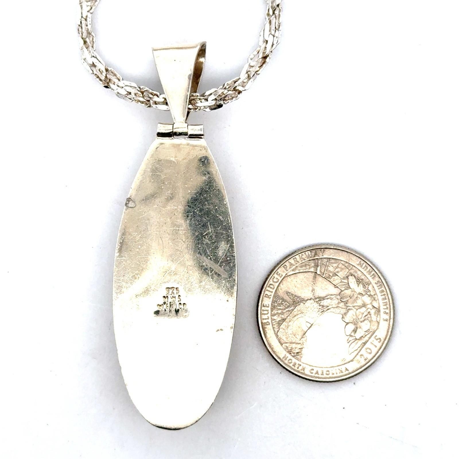 Vintage 18” Red Jasper 925 Sterling Silver Pendant Marked MWS, Mexico, 30.4g - Image 9