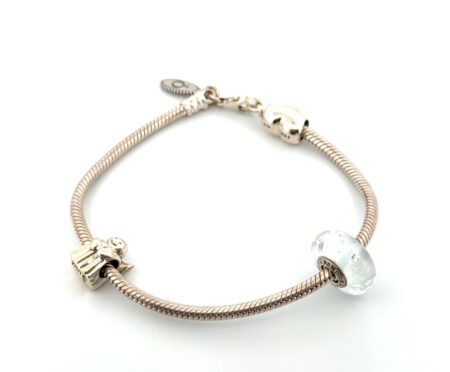 7.5” Pandora S925 ALE 509700-HV Snake Chain 3 Charm Bracelet 23g