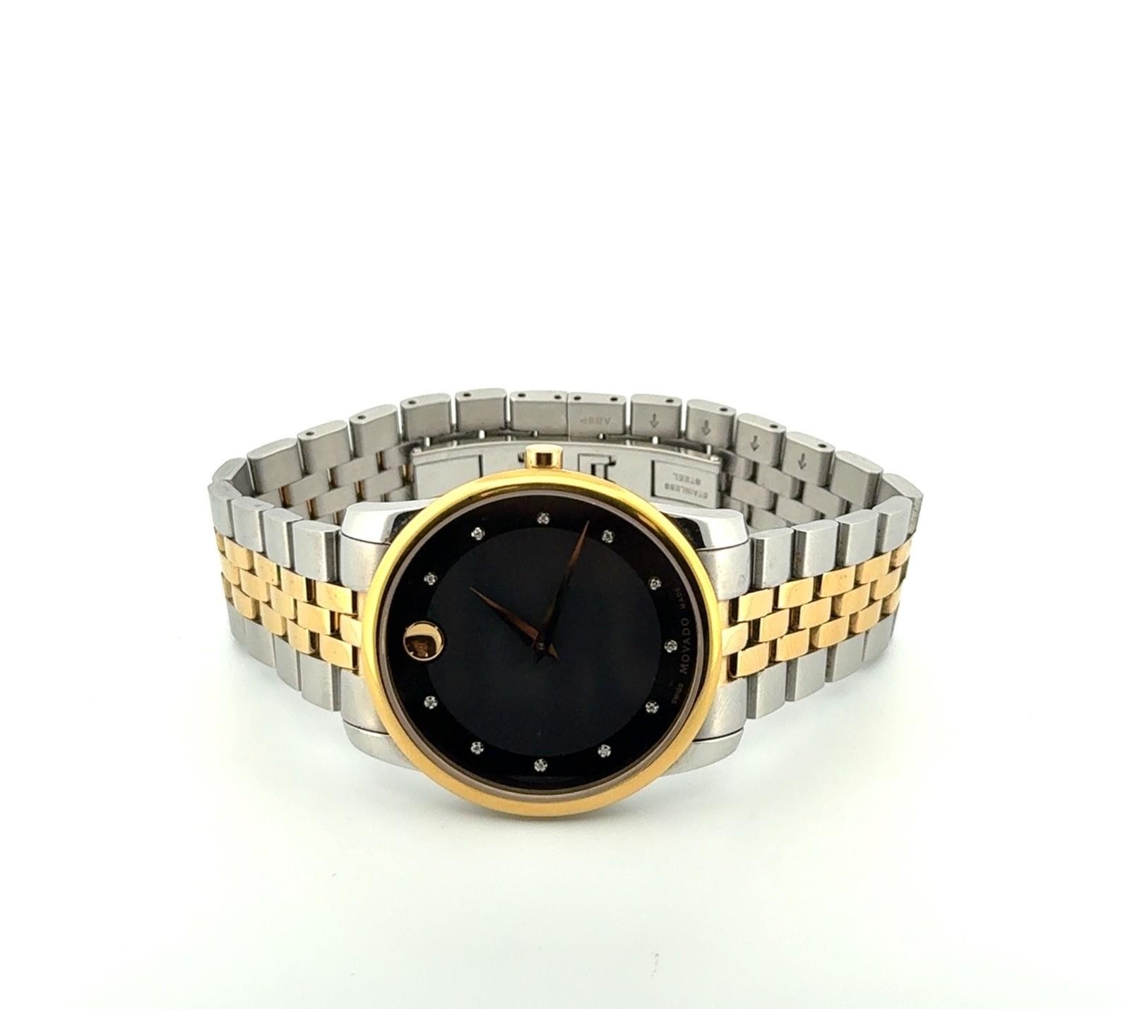 40mm Movado Museum Classic Two-Tone Diamond Quartz Wristwatch 0606879 - Image 2