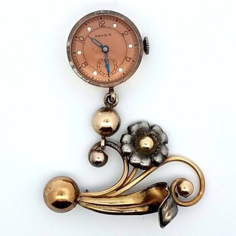 Vintage Rensie 1/20 12K Gold Filled Lapel Nurses Watch Works Brooch