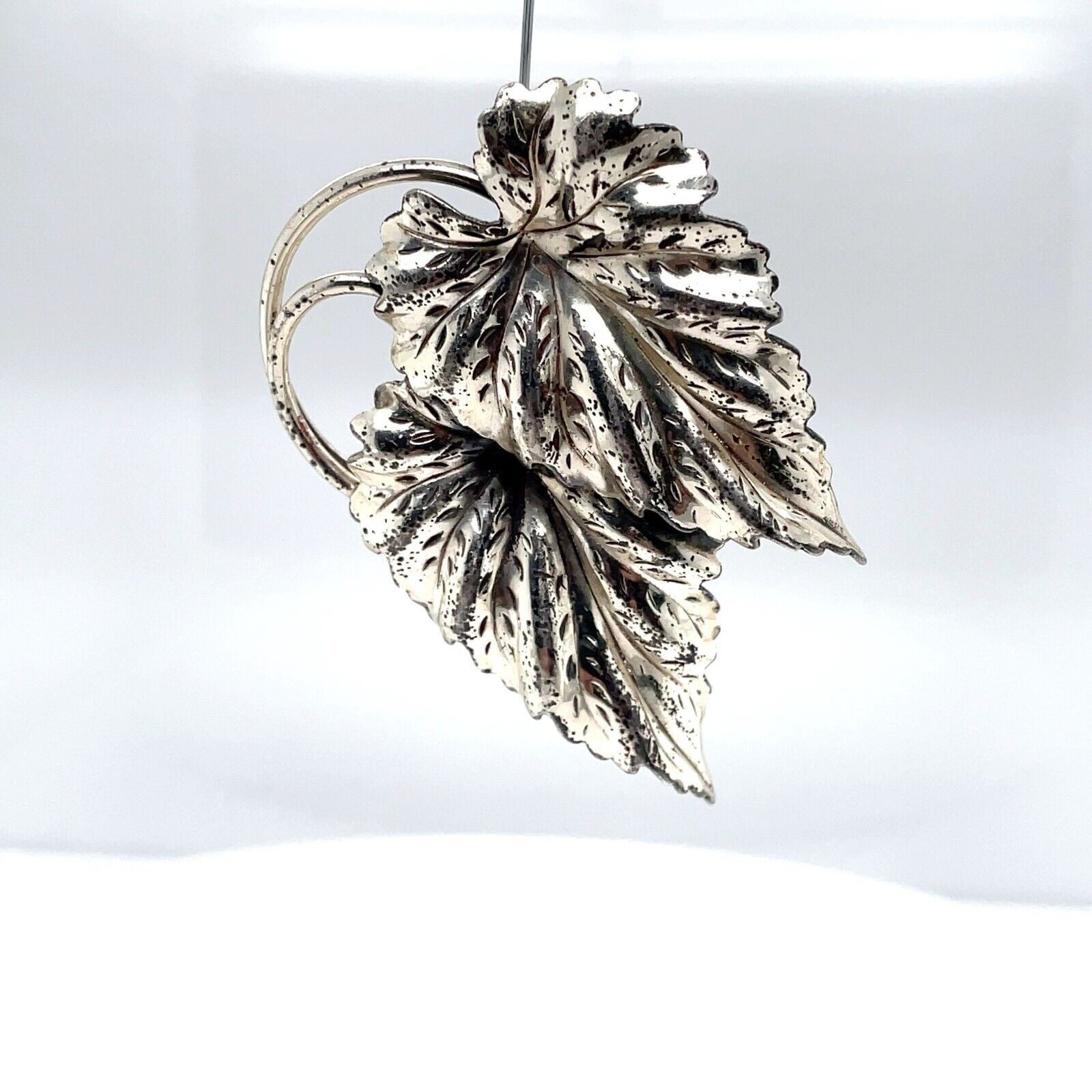 Vintage Danecraft Sterling Silver Double Leaf Brooch