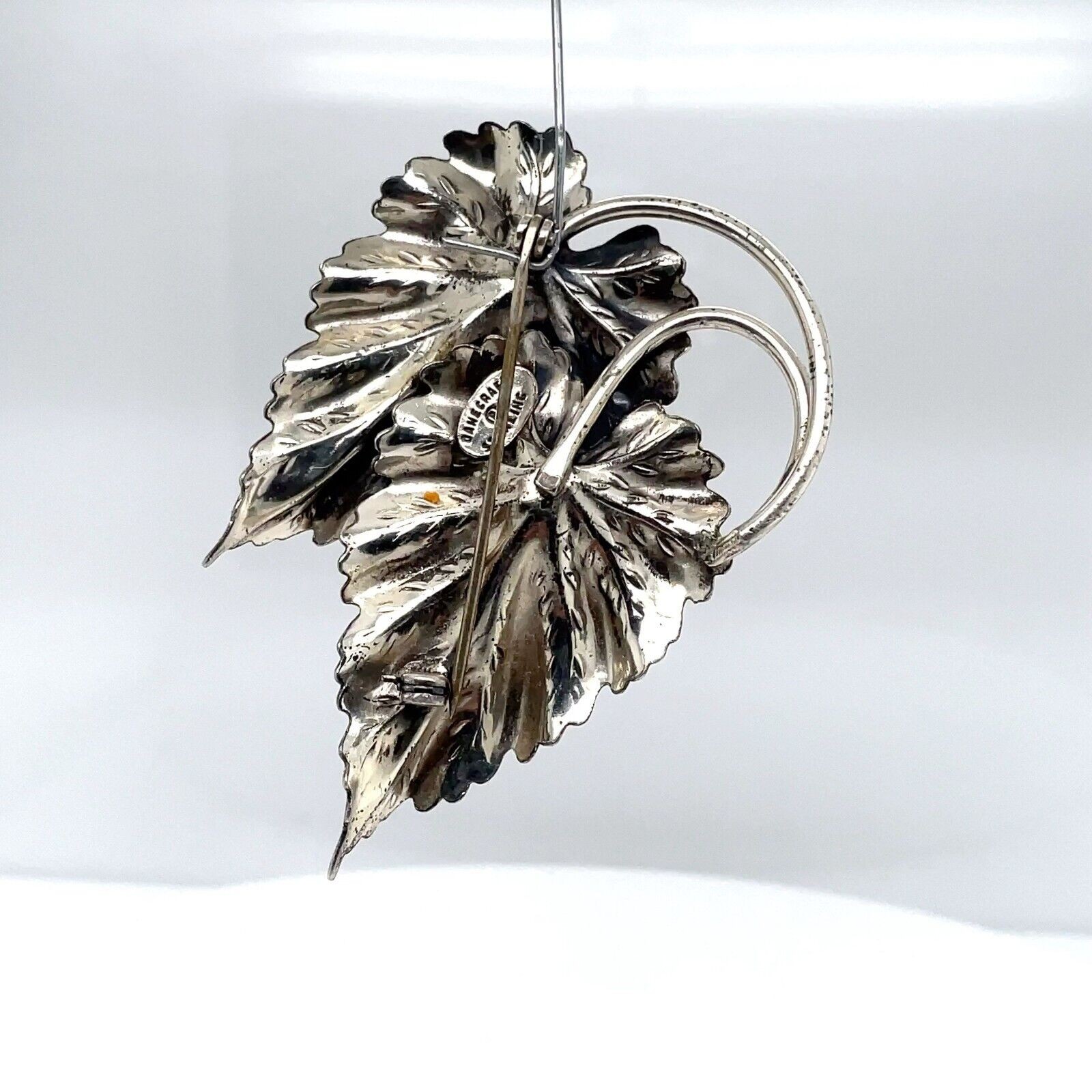 Vintage Danecraft Sterling Silver Double Leaf Brooch - Image 3