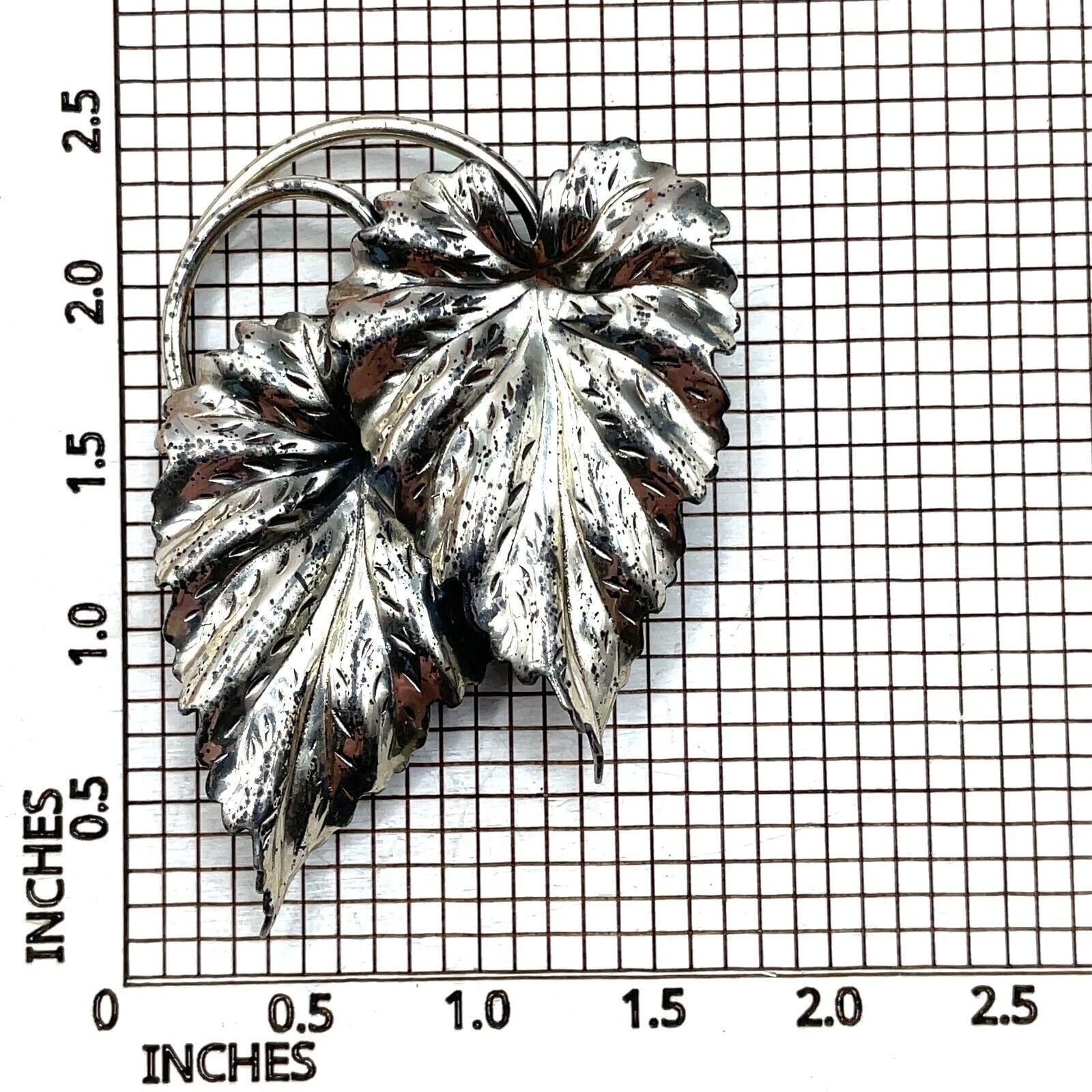 Vintage Danecraft Sterling Silver Double Leaf Brooch - Image 6