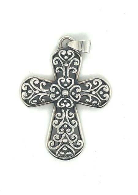925 Sterling Silver See Through Filagree Cross Pendant