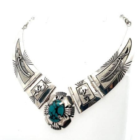 Charlie O. Navajo Turquoise Panel 18” Necklace 49.5 Grams
