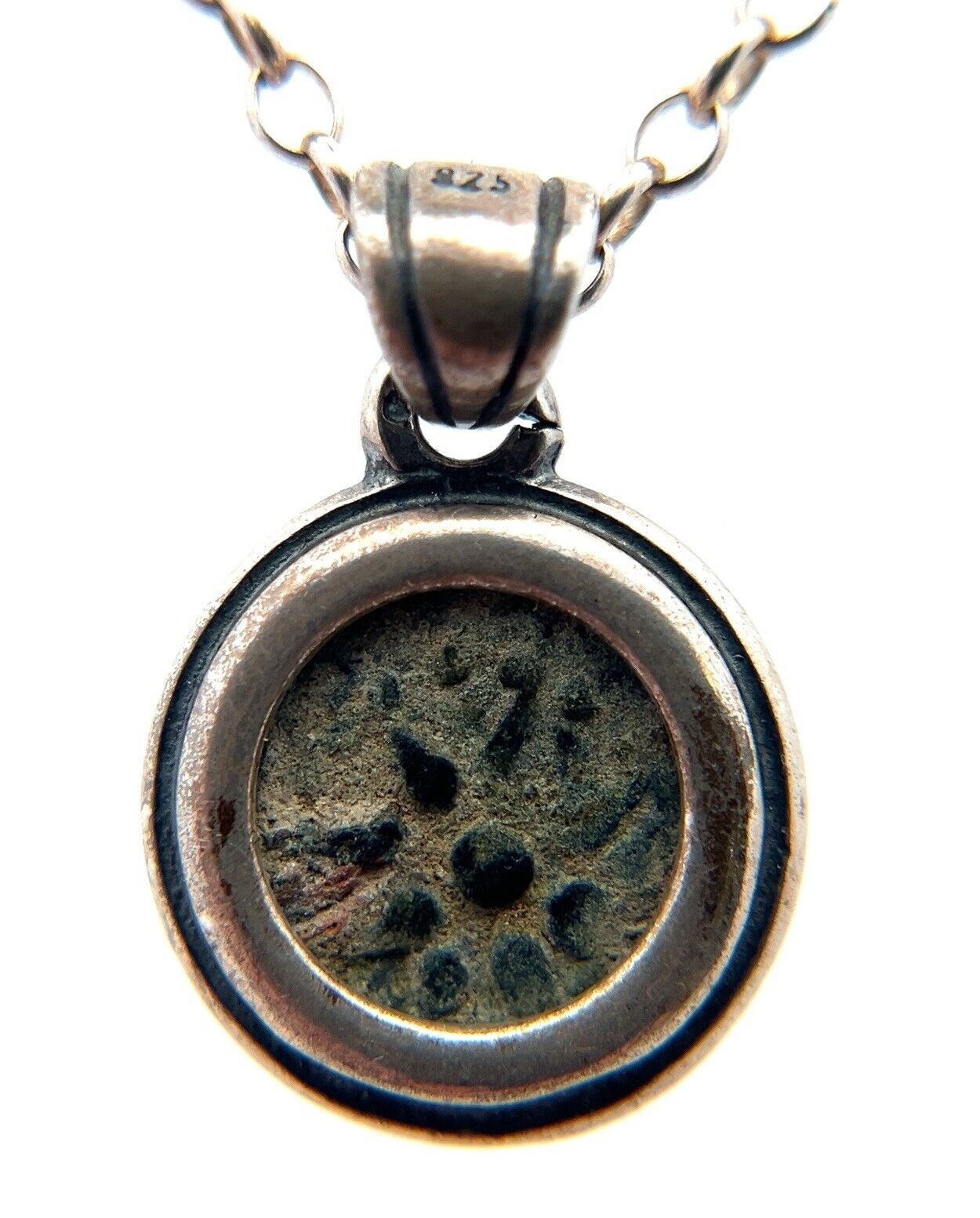 Ancient Widow Mite Coin Pendant 20” Necklace in Sterling Silver 6.8 Grams - Image 3