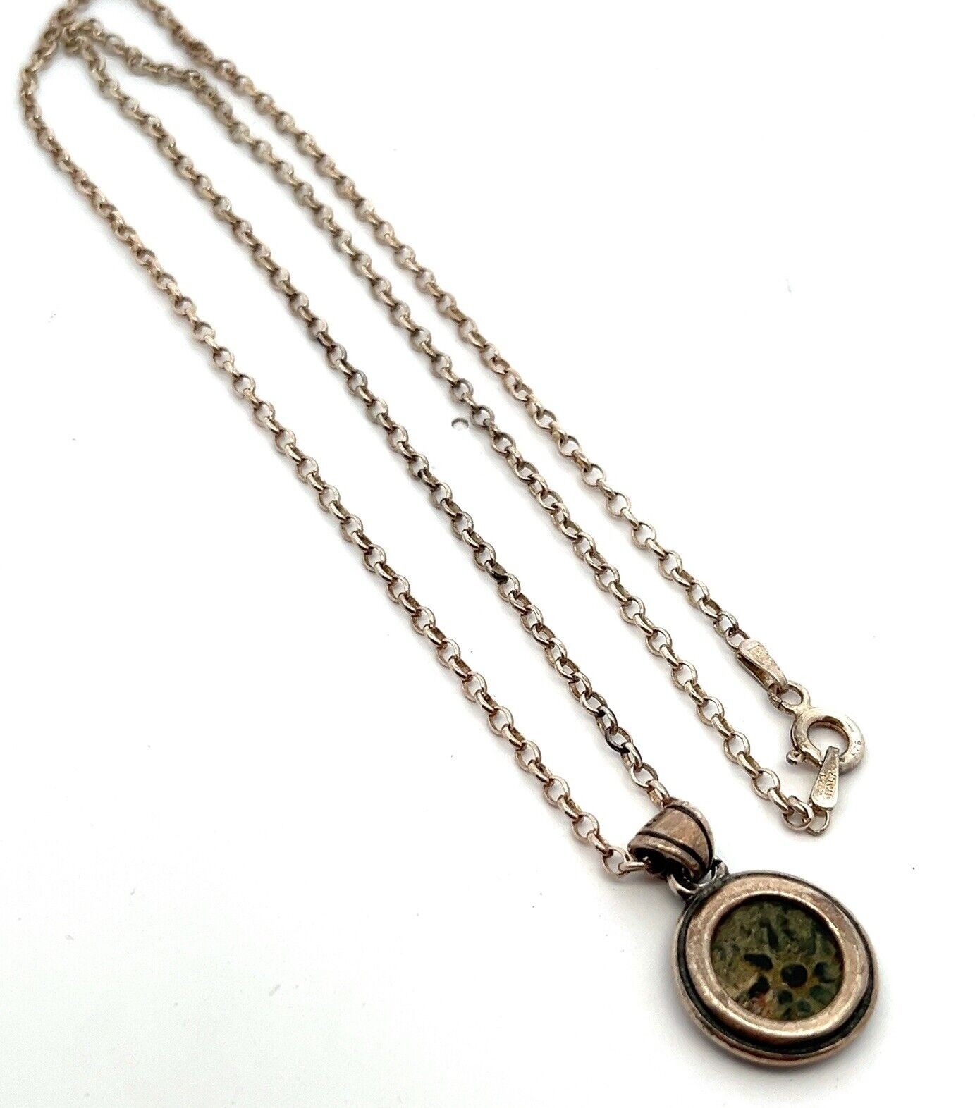 Ancient Widow Mite Coin Pendant 20” Necklace in Sterling Silver 6.8 Grams - Image 5