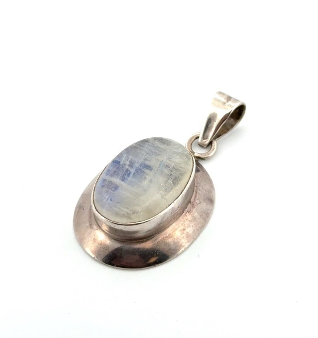 Vintage 925 Sterling Silver Natural Oval Moonstone Pendant 8.6g - Image 2