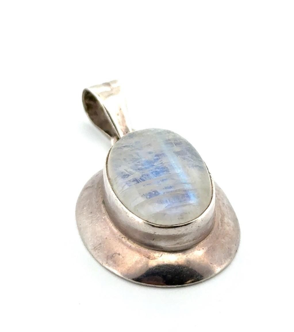 Vintage 925 Sterling Silver Natural Oval Moonstone Pendant 8.6g - Image 3