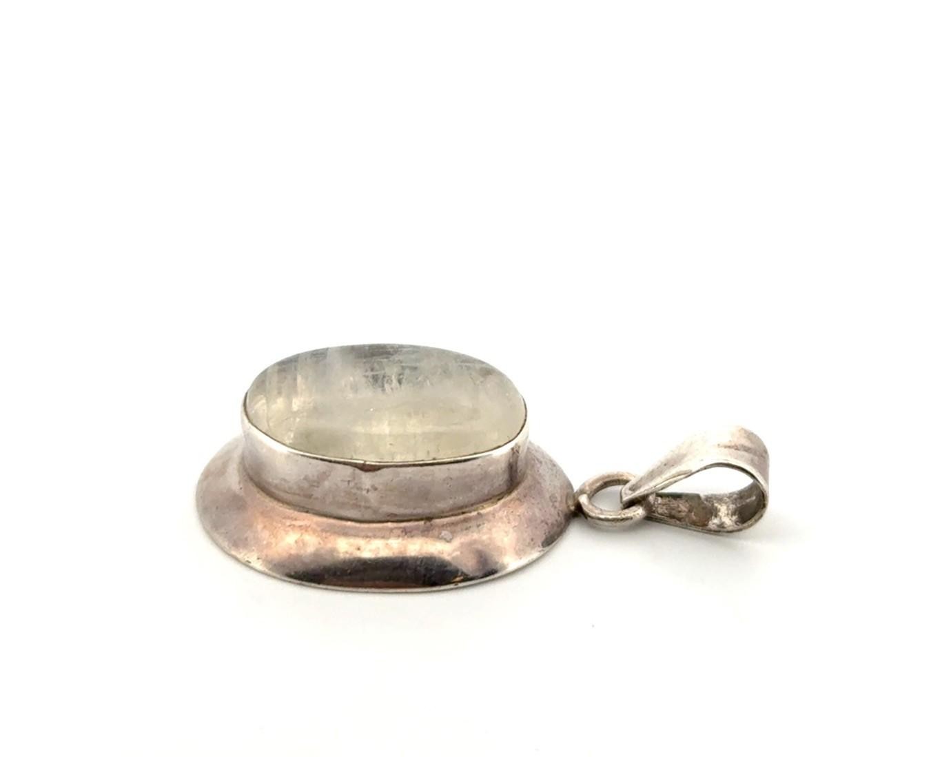 Vintage 925 Sterling Silver Natural Oval Moonstone Pendant 8.6g - Image 4