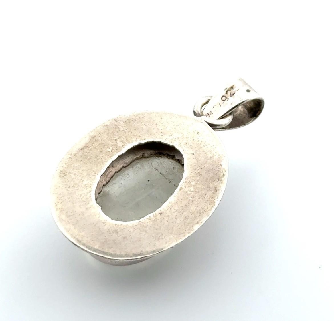 Vintage 925 Sterling Silver Natural Oval Moonstone Pendant 8.6g - Image 5