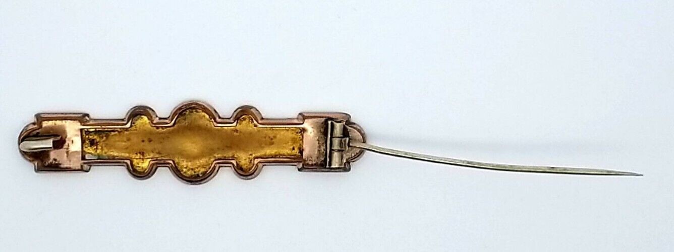 Antique Victorian Gold Filled Etched Engraved Bar Village Scene Brooch/Pin - Image 4