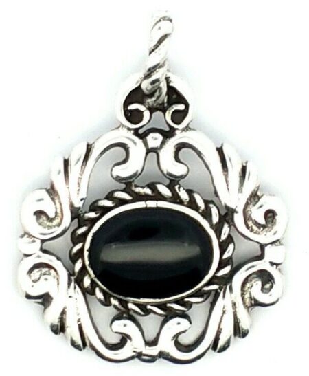 925 Sterling Silver With Cat Eye Black Onyx Pendant 8.6 Grams
