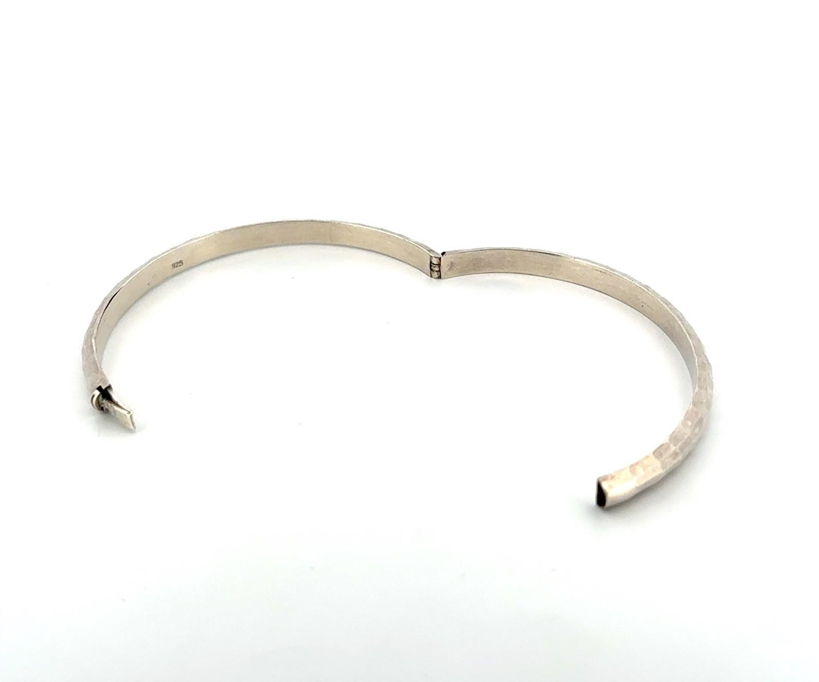 7.5” Hammered Hinged Bangle Bracelet 925 Sterling Silver 5.4g - Image 6