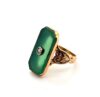 Size: 3 Vintage Art Deco 10k Yellow Gold Green Chalcedony Ring 3.48g