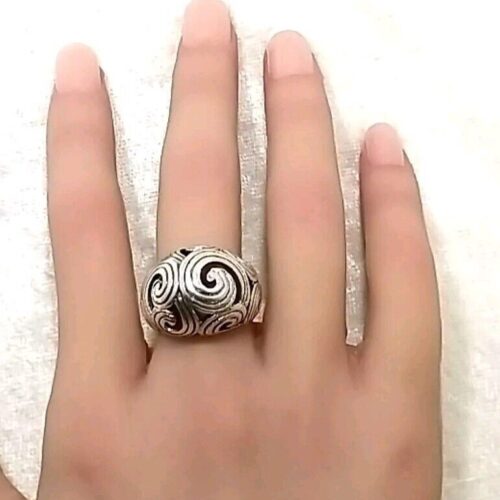 925 Sterling Silver Dome Ring 7.7 Grams Size-6.5