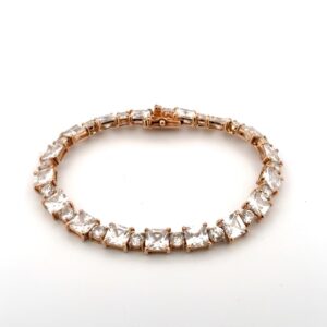 6.75” FAS 925 Sterling Silver Gold Vermeil CZ Tennis Bracelet 17.7g