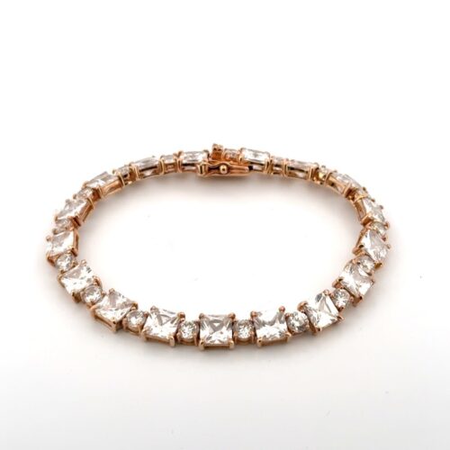 6.75” FAS 925 Sterling Silver Gold Vermeil CZ Tennis Bracelet 17.7g