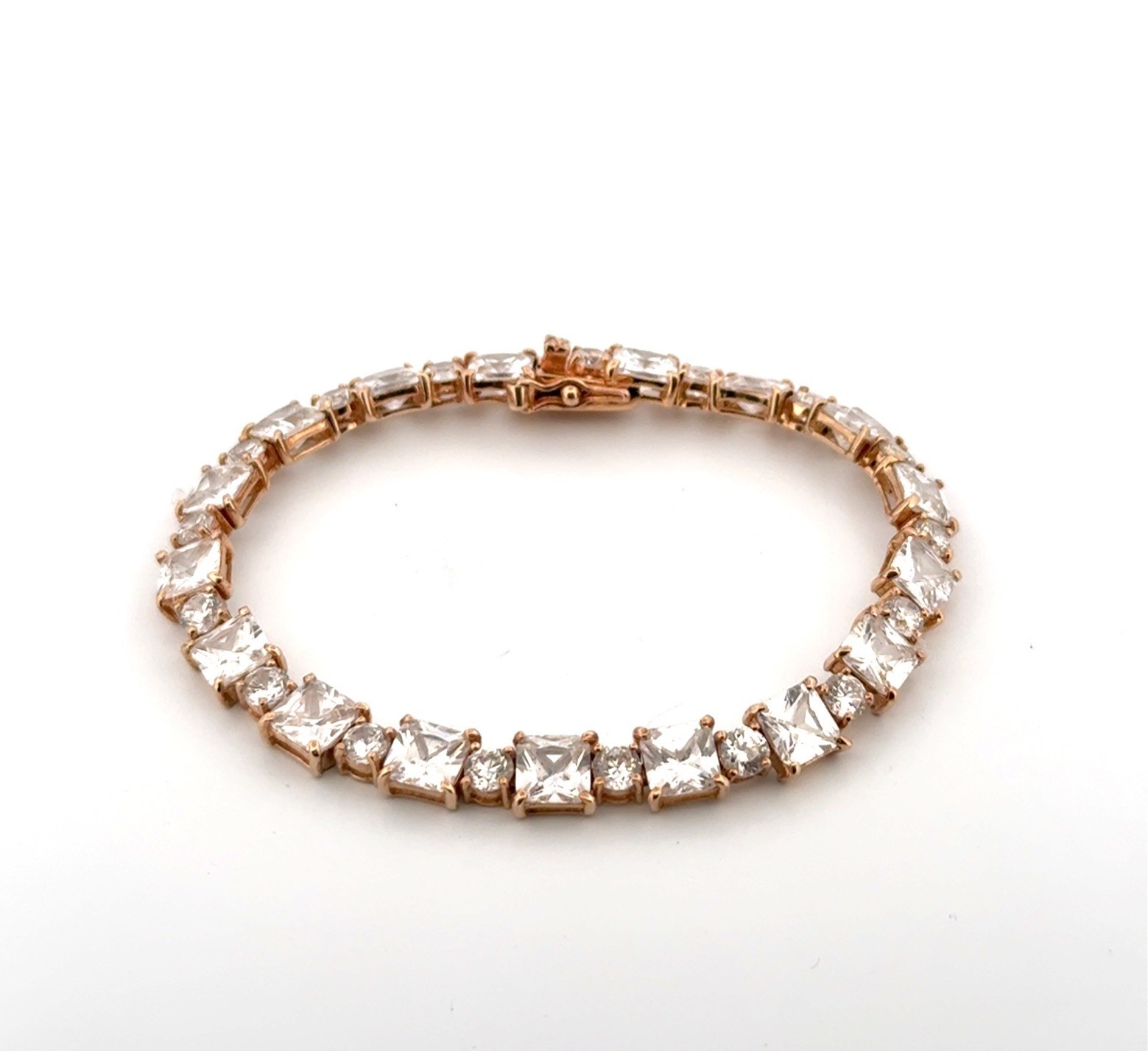 6.75” FAS 925 Sterling Silver Gold Vermeil CZ Tennis Bracelet 17.7g