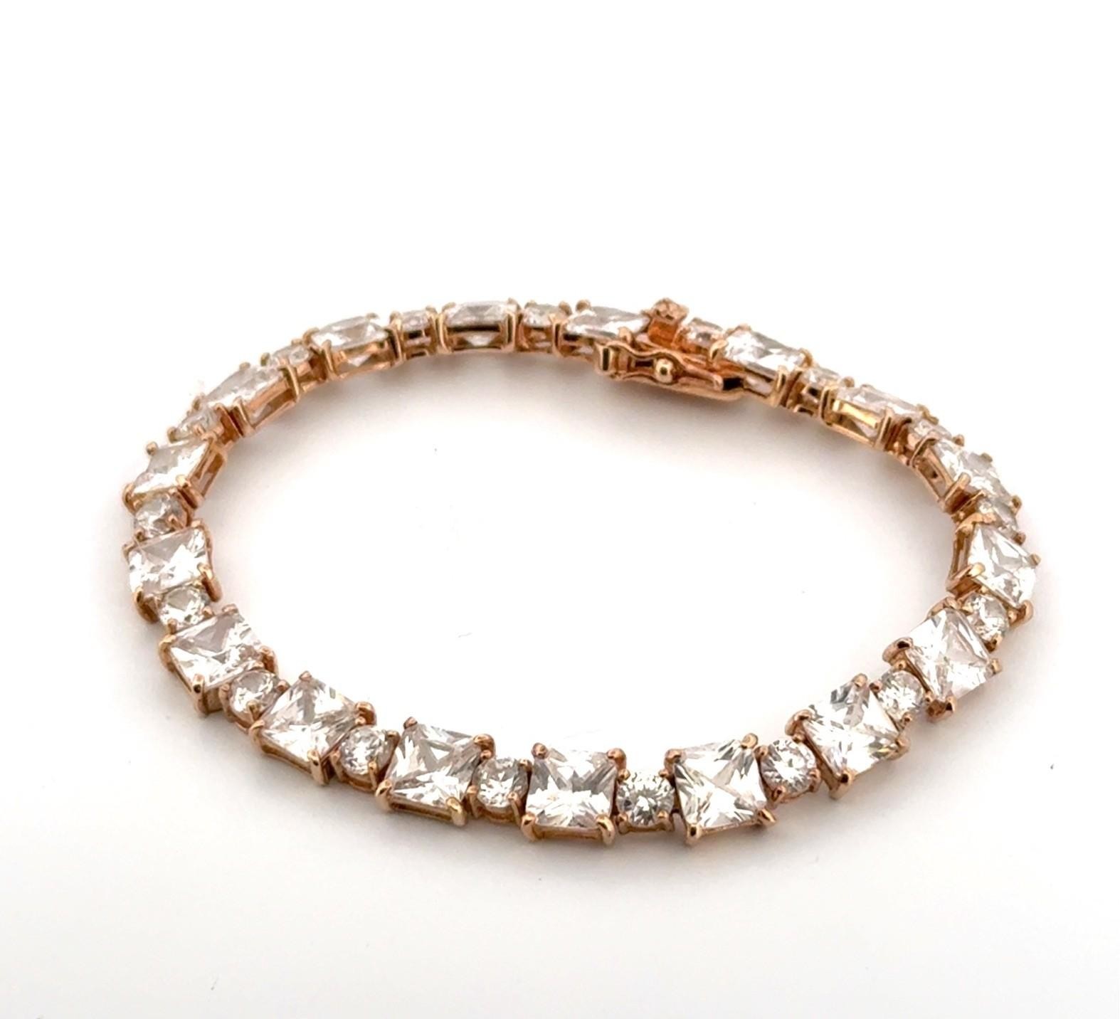 6.75” FAS 925 Sterling Silver Gold Vermeil CZ Tennis Bracelet 17.7g - Image 2