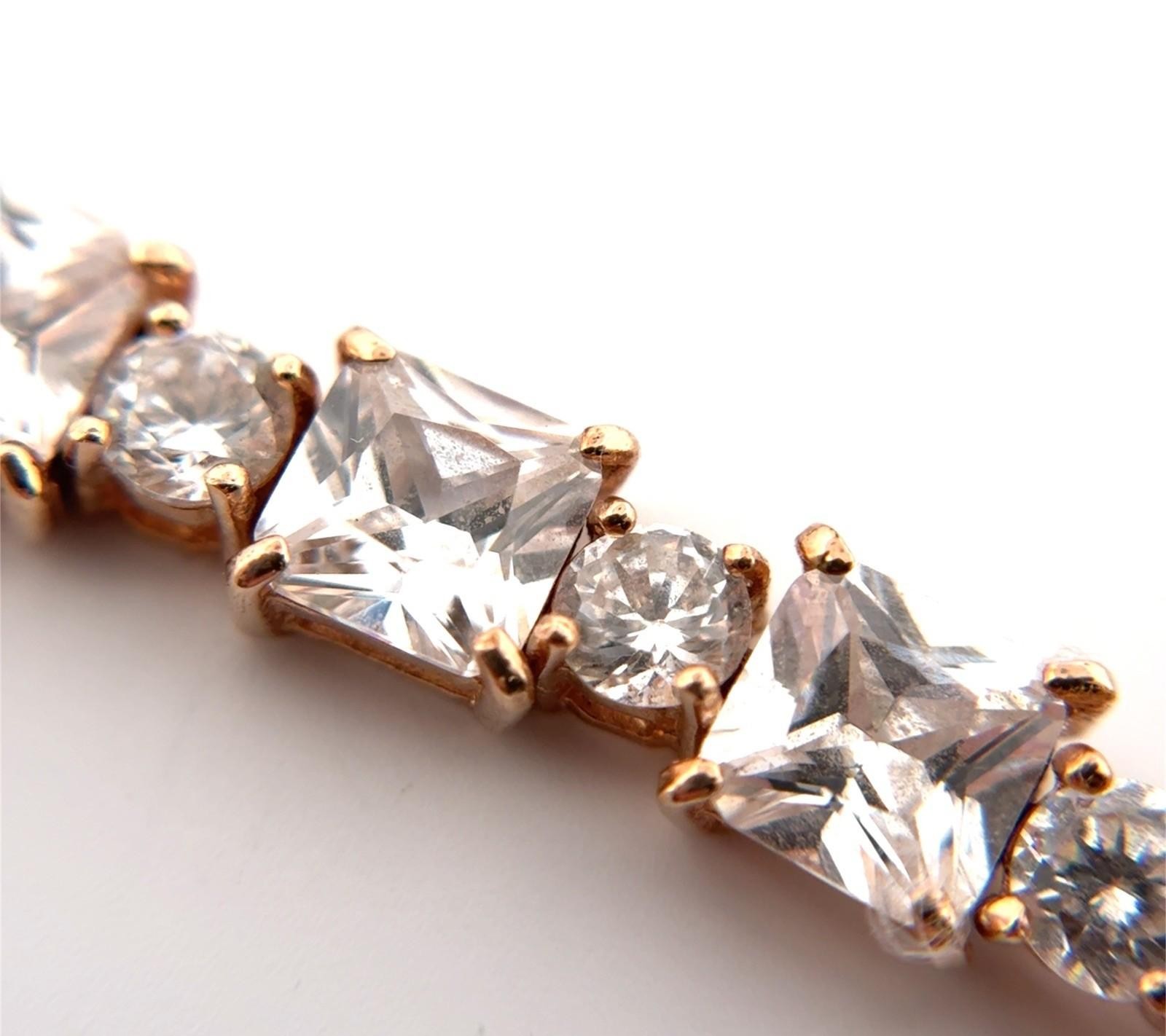6.75” FAS 925 Sterling Silver Gold Vermeil CZ Tennis Bracelet 17.7g - Image 5