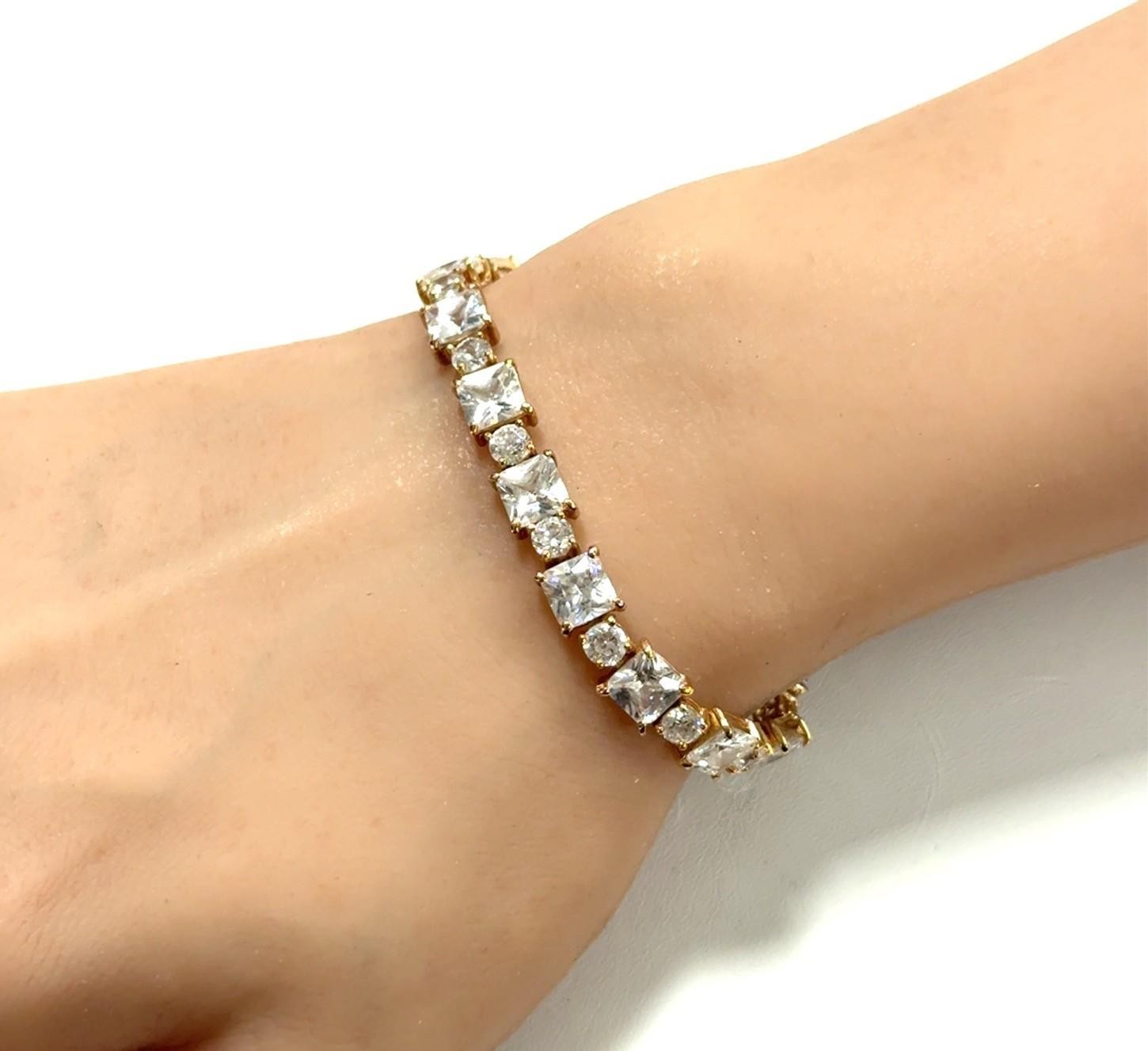 6.75” FAS 925 Sterling Silver Gold Vermeil CZ Tennis Bracelet 17.7g - Image 7