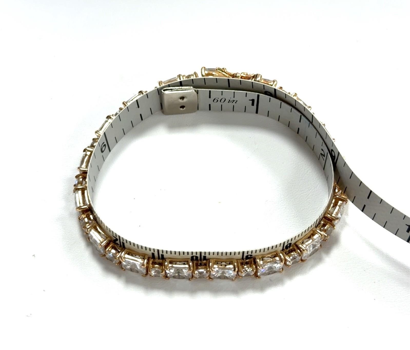 6.75” FAS 925 Sterling Silver Gold Vermeil CZ Tennis Bracelet 17.7g - Image 8