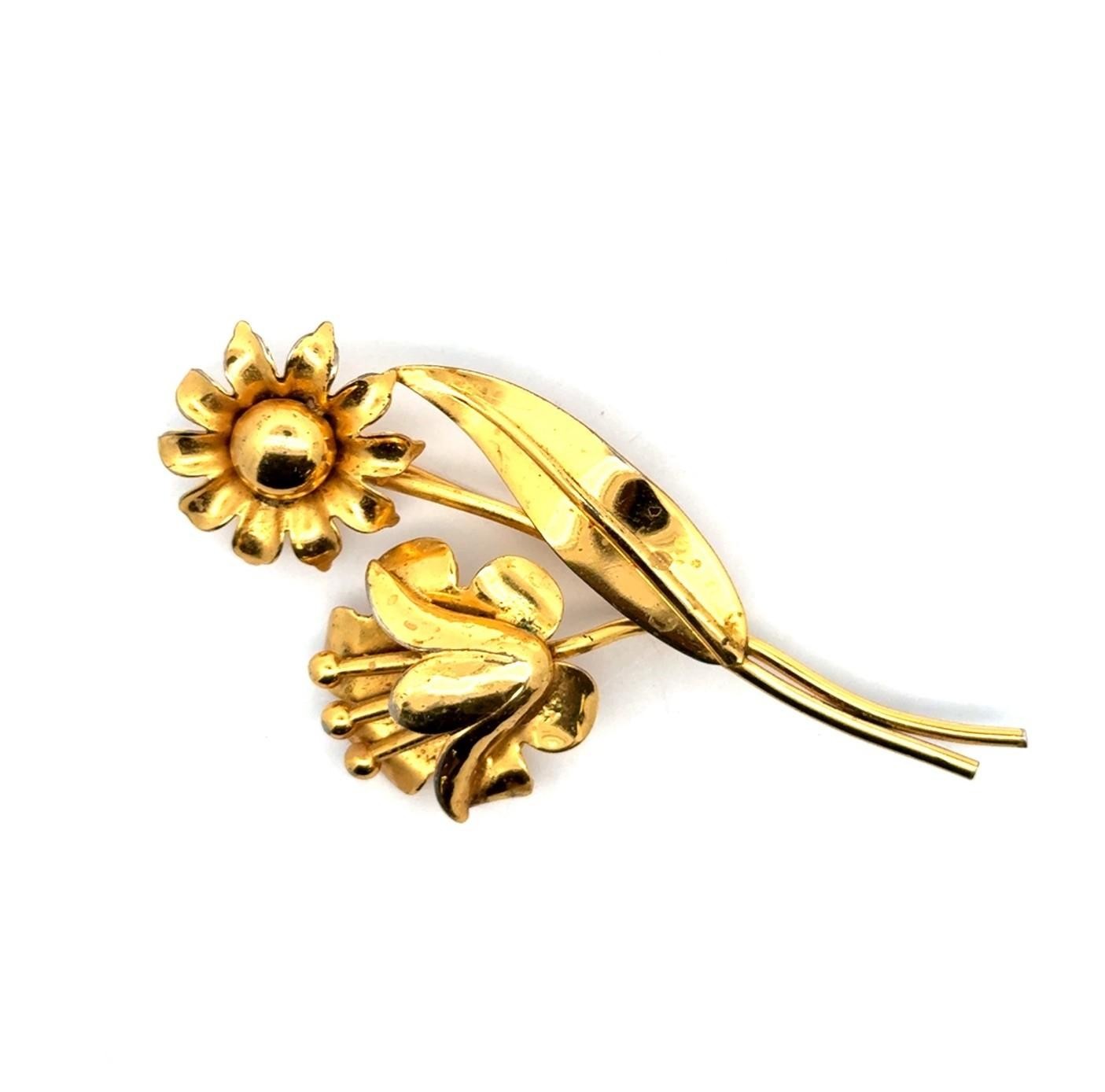 Corocraft .925 Sterling Silver Gold Vermeil Flower Pin, 8.7g - Image 2