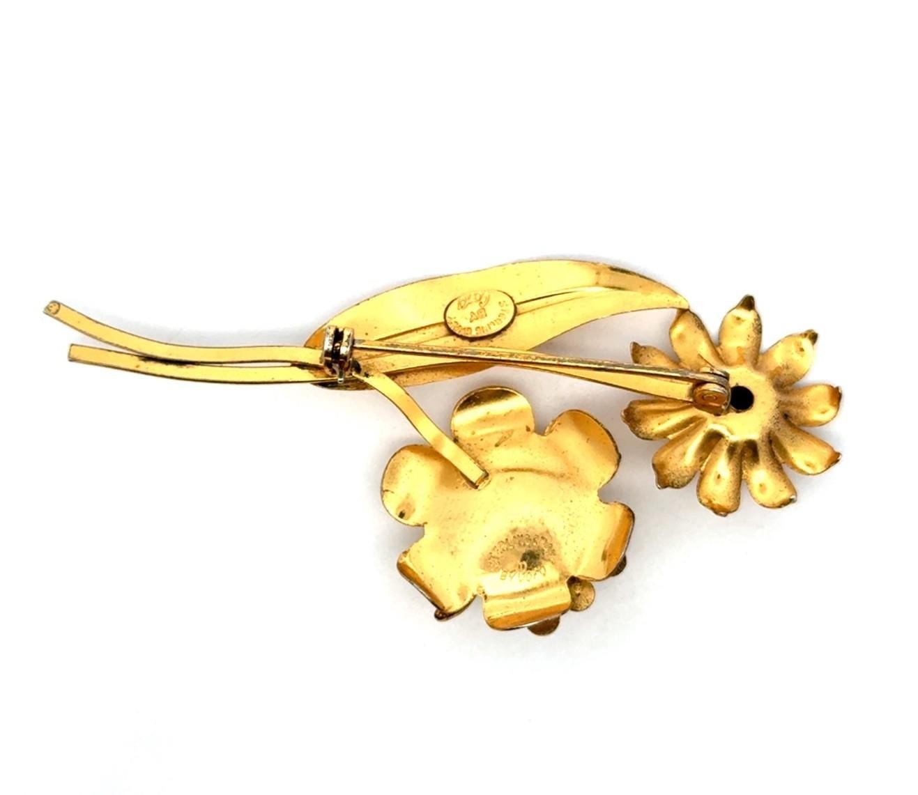Corocraft .925 Sterling Silver Gold Vermeil Flower Pin, 8.7g - Image 4