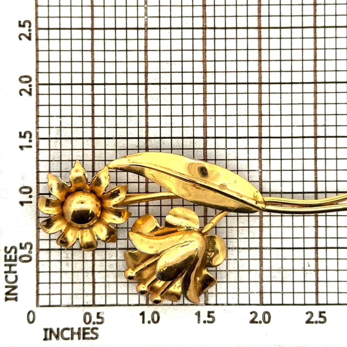 Corocraft .925 Sterling Silver Gold Vermeil Flower Pin, 8.7g - Image 6