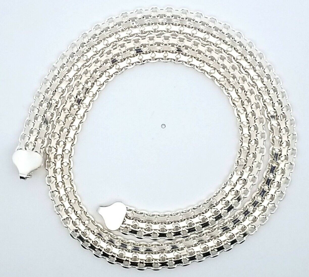 18" Sterling Silver Italy Woven Flat Plasma Chain Necklace w/ Matching Bracelet - Image 4