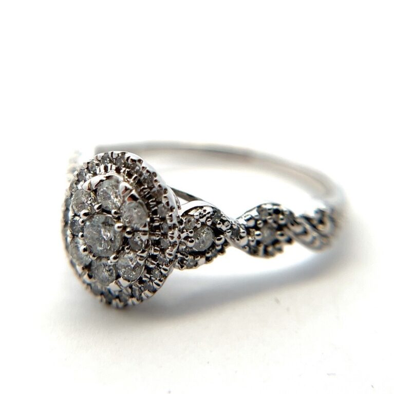 ForeverBride 10k White Gold 1/2CTW Natural Diamond Cluster Ring Size: 7.25