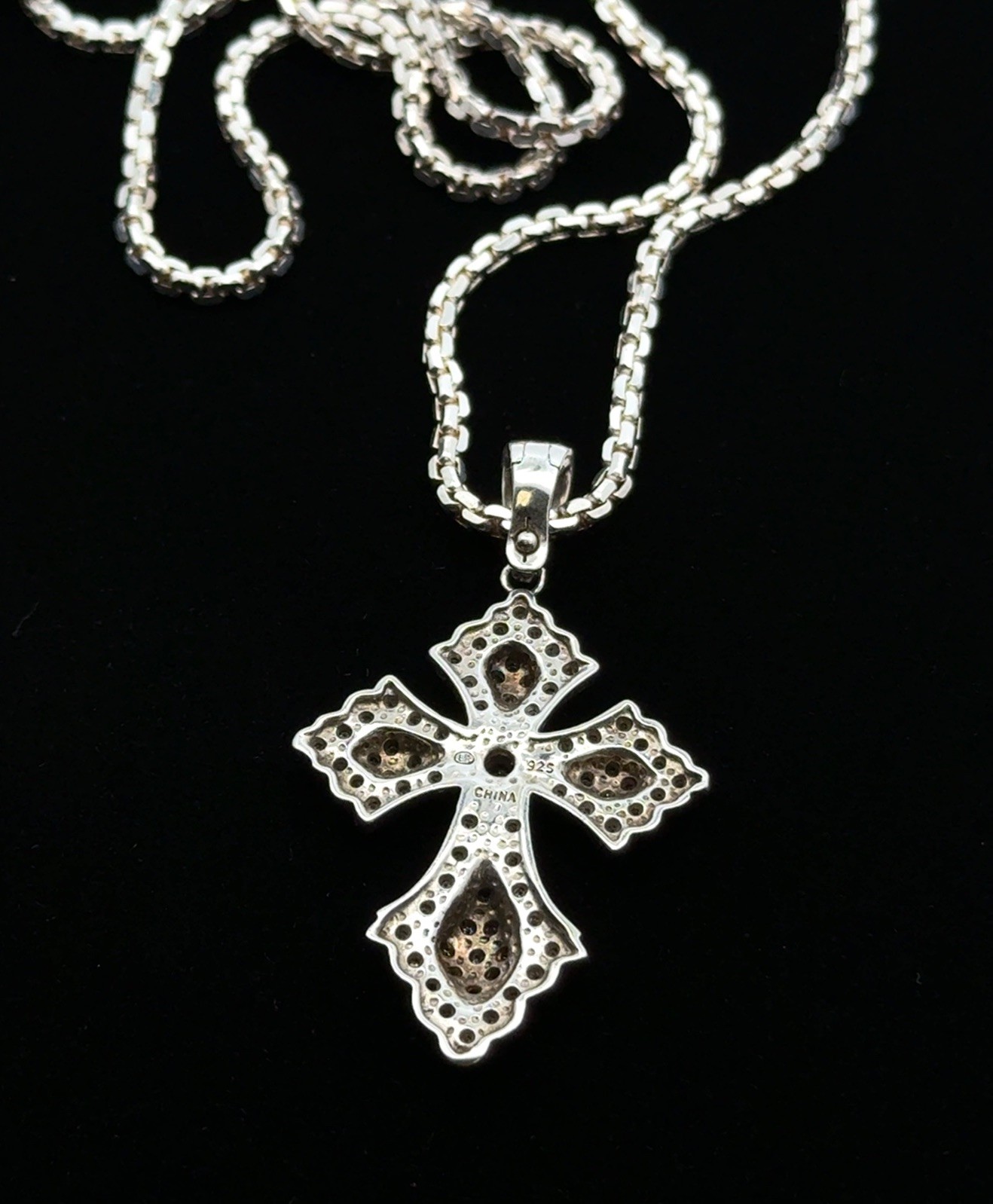 24” x 2mm KA 925 Sterling Silver Diamond Cross Pendant On Cable Necklace, 23.4g - Image 11