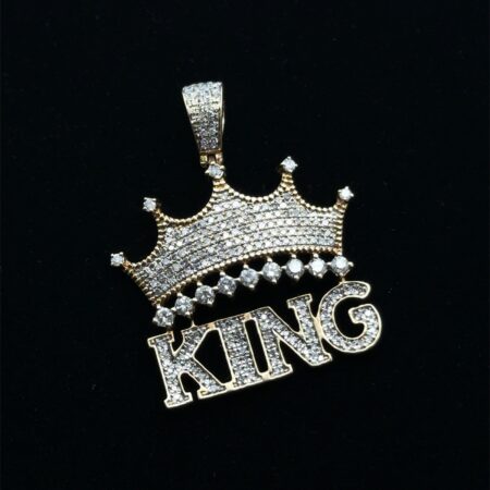 Men's Diamond "King" Crown Charm, 10k Yellow Gold, 5.5g
