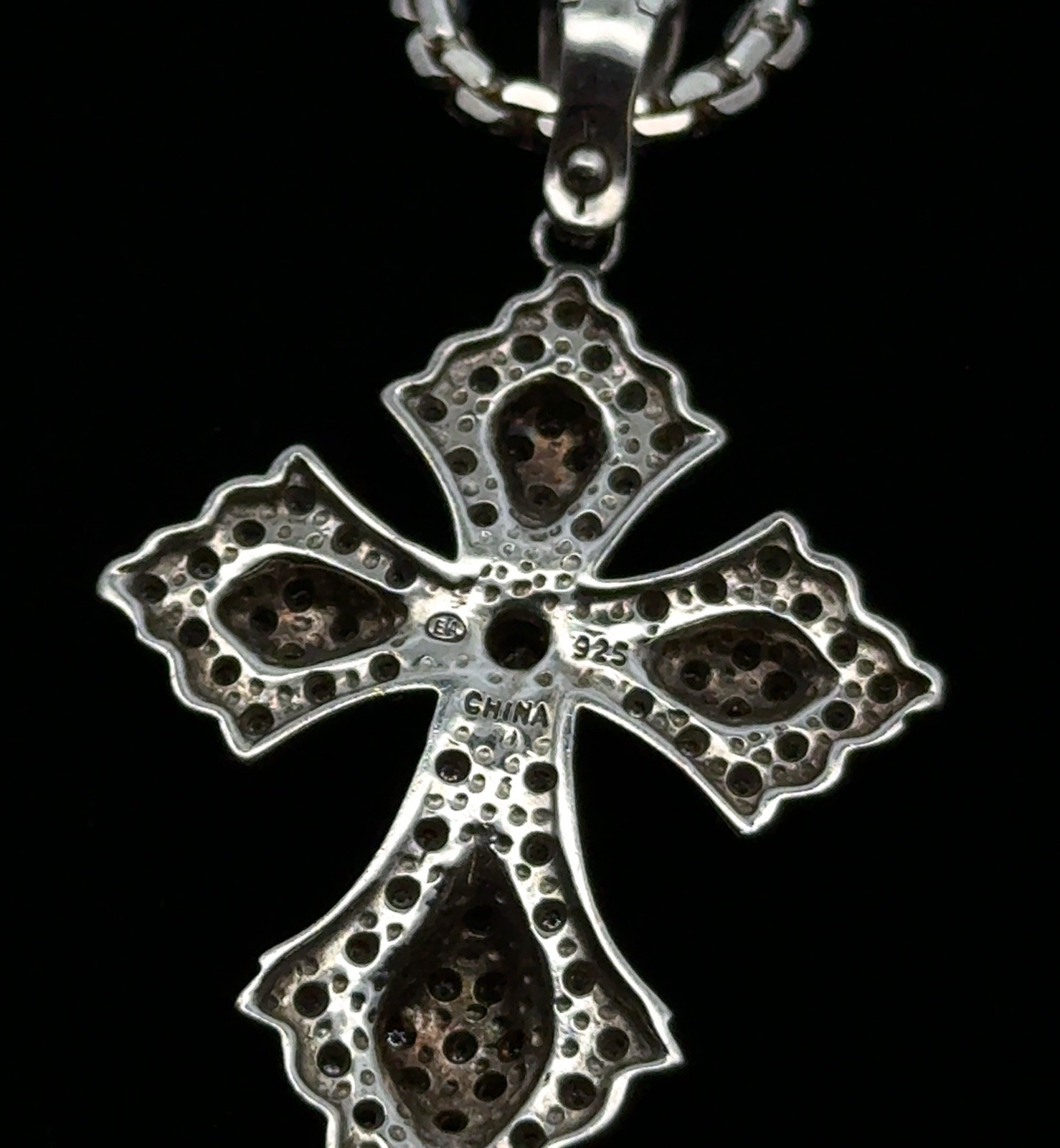 24” x 2mm KA 925 Sterling Silver Diamond Cross Pendant On Cable Necklace, 23.4g - Image 12