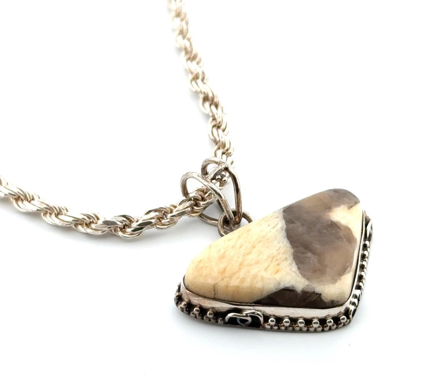 16” x 3.5mm Agate w/ Quartz Inclusion 925 Sterling Silver Pendant Necklace 31.6g - Image 2