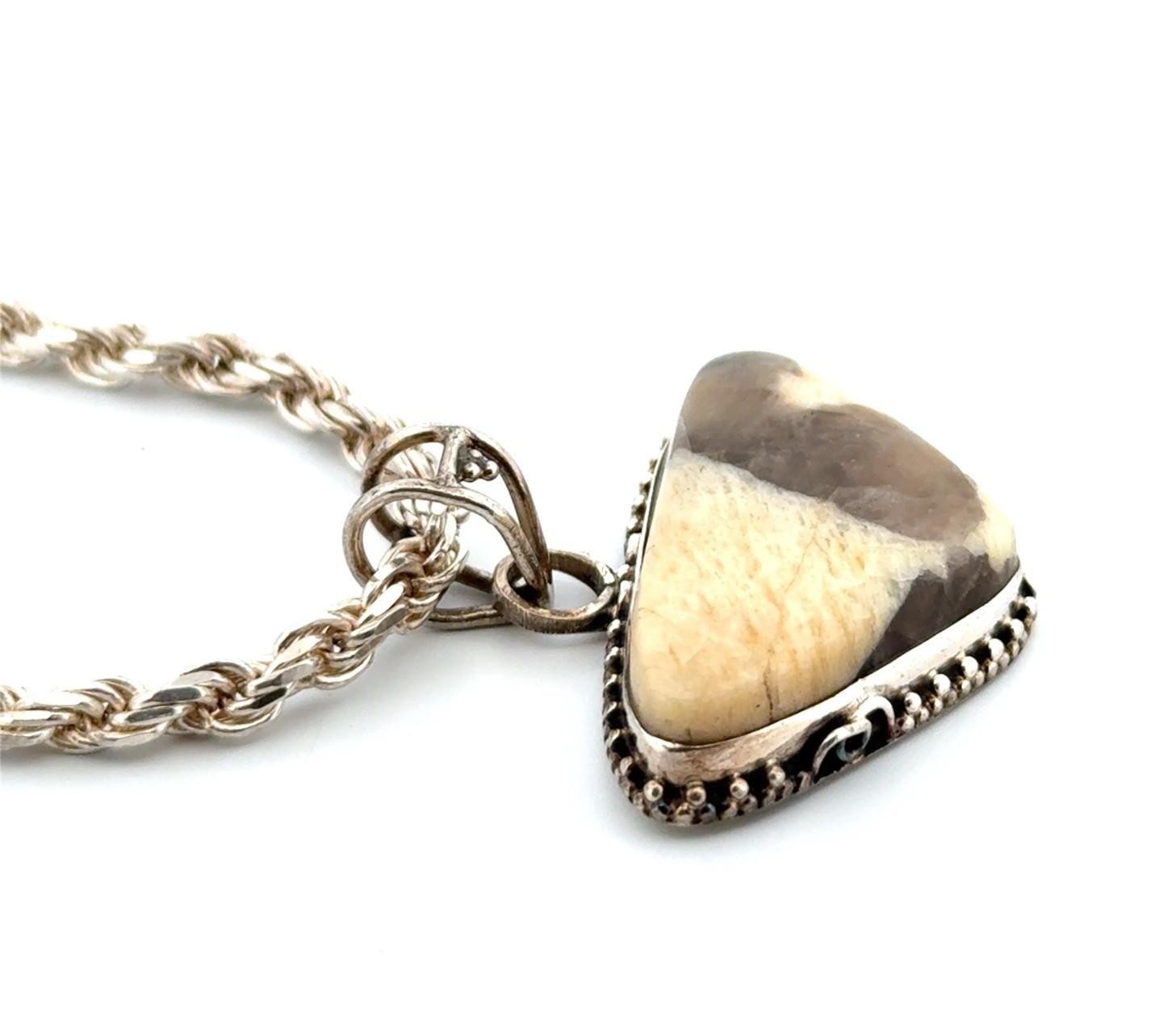 16” x 3.5mm Agate w/ Quartz Inclusion 925 Sterling Silver Pendant Necklace 31.6g - Image 3