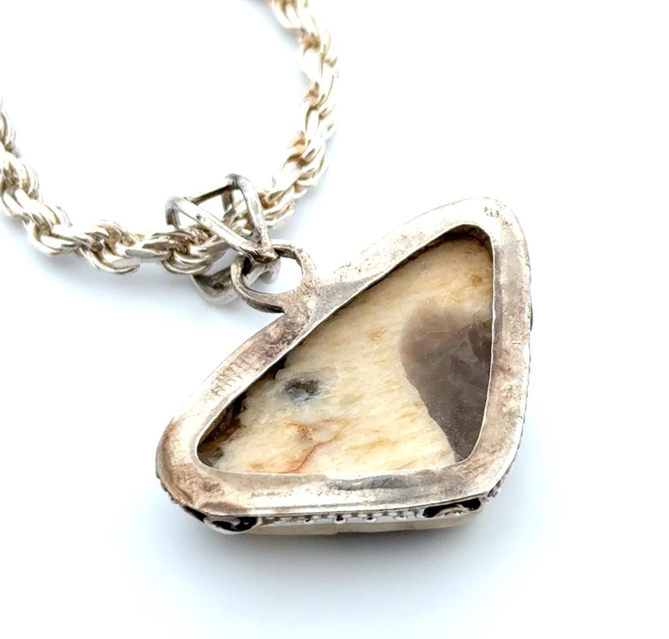 16” x 3.5mm Agate w/ Quartz Inclusion 925 Sterling Silver Pendant Necklace 31.6g - Image 4