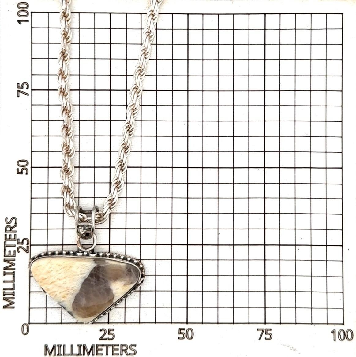 16” x 3.5mm Agate w/ Quartz Inclusion 925 Sterling Silver Pendant Necklace 31.6g - Image 7
