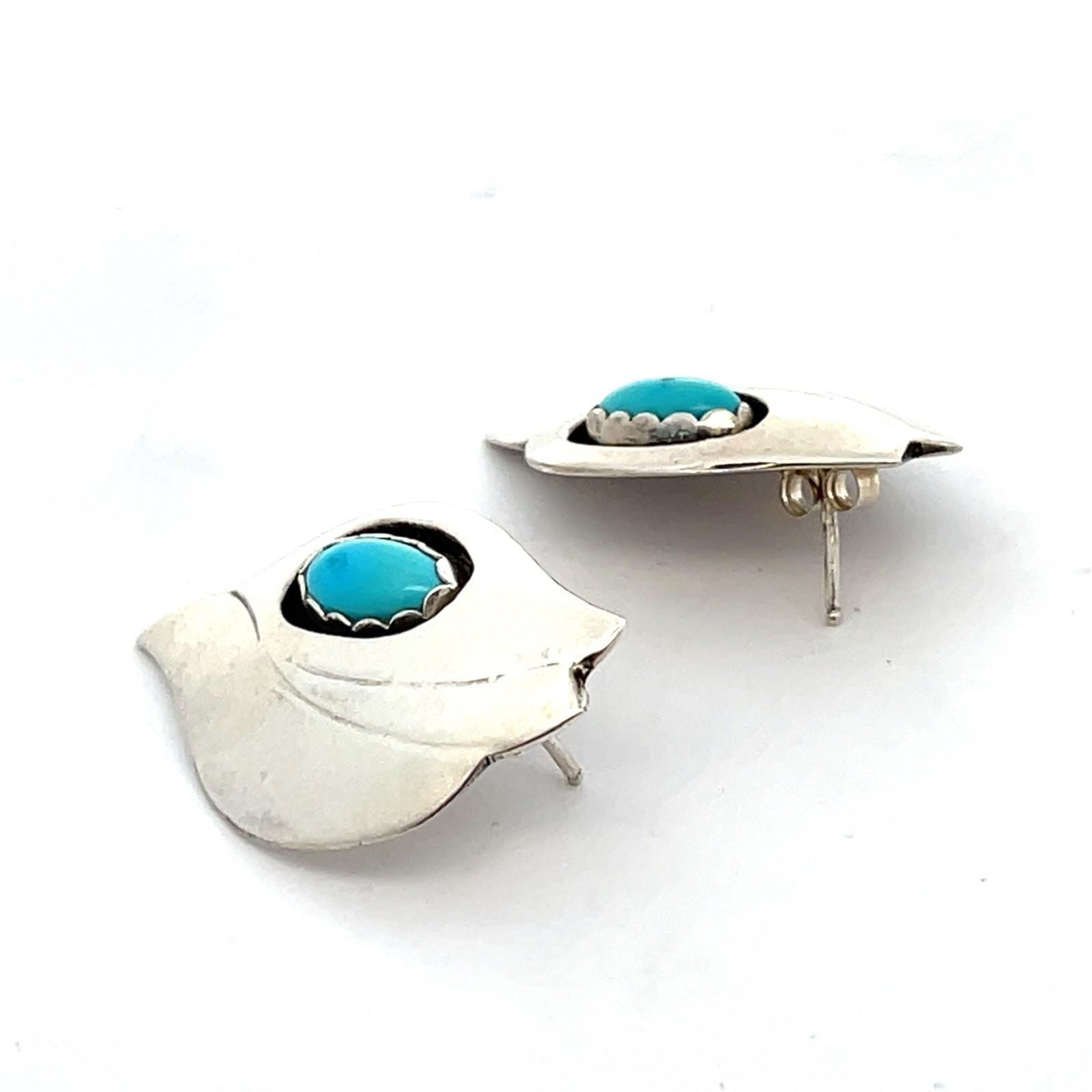 Vintage Robert M. Johnson .925 Silver & Turquoise Earrings 7.8g - Southwestern - Image 14