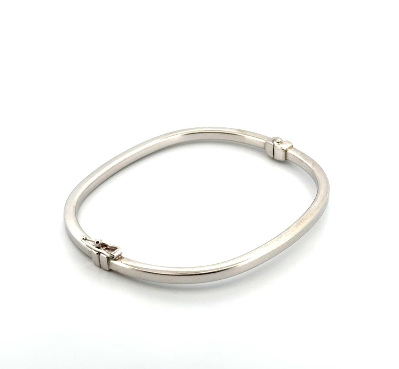 7” Rectangular 925 Sterling Silver Hinged Bangle Bracelet 7.3g - Image 3
