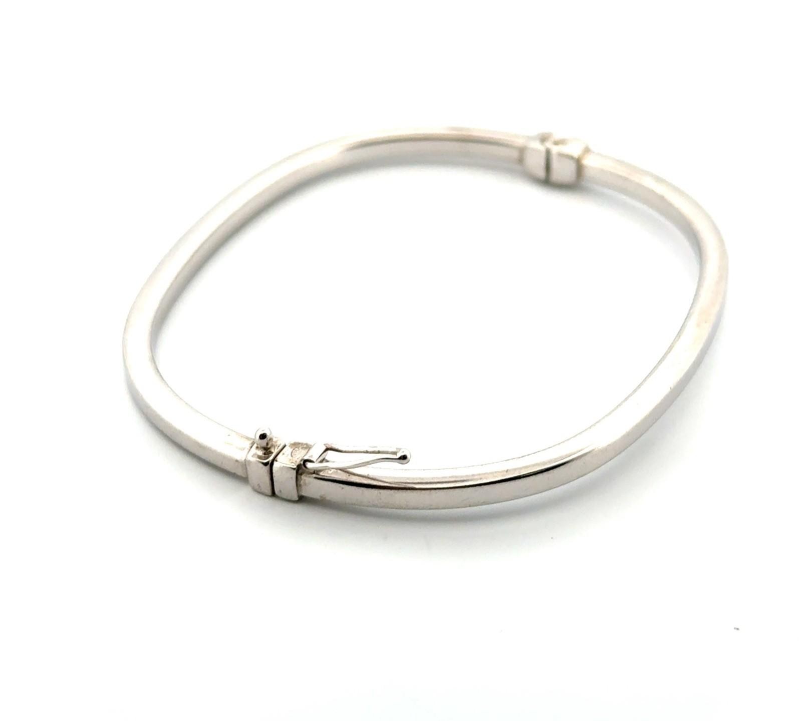 7” Rectangular 925 Sterling Silver Hinged Bangle Bracelet 7.3g - Image 4