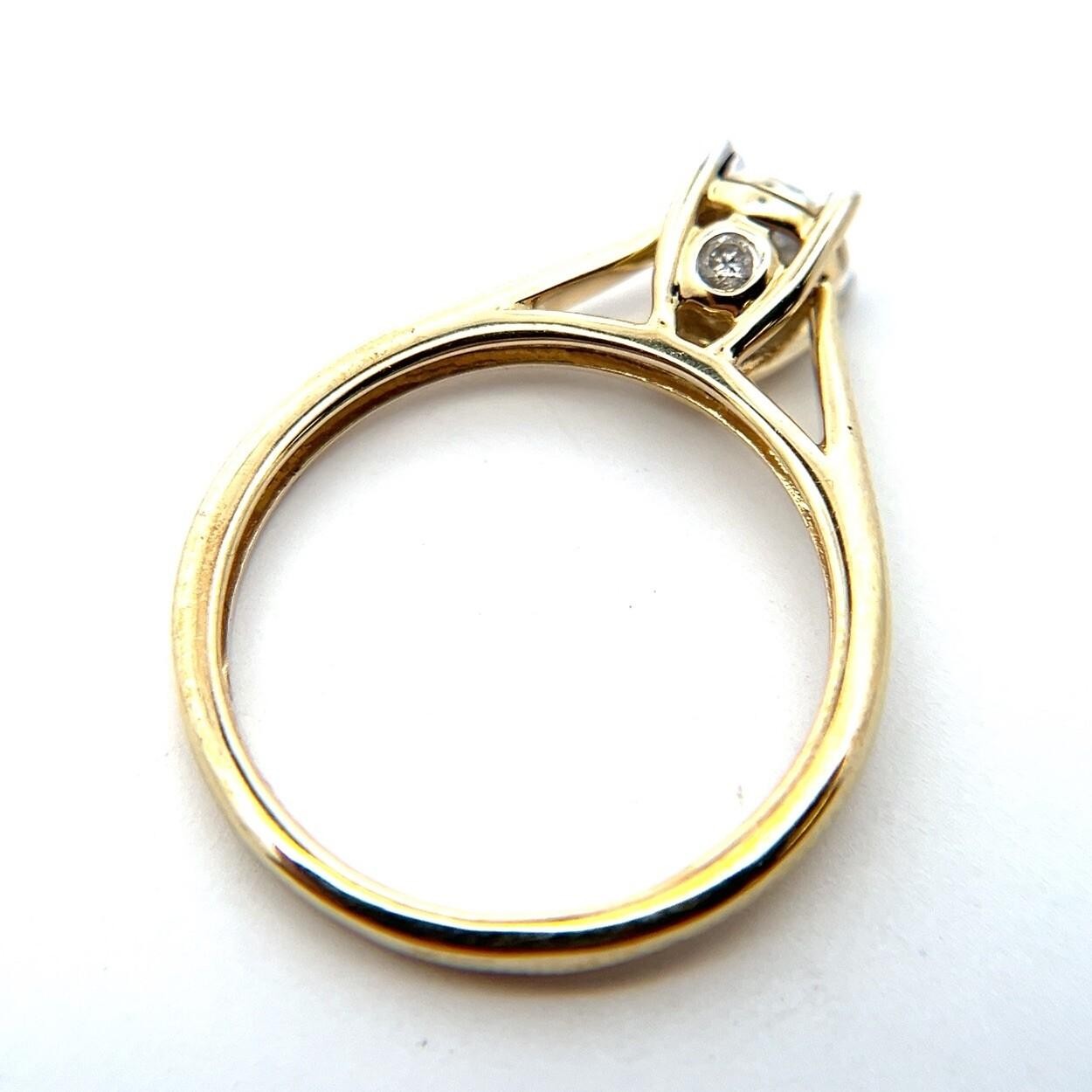 10K Yellow Gold Round Cut 1/4 CTW Natural Diamond Engagement Ring Size: 7.25 - Image 3