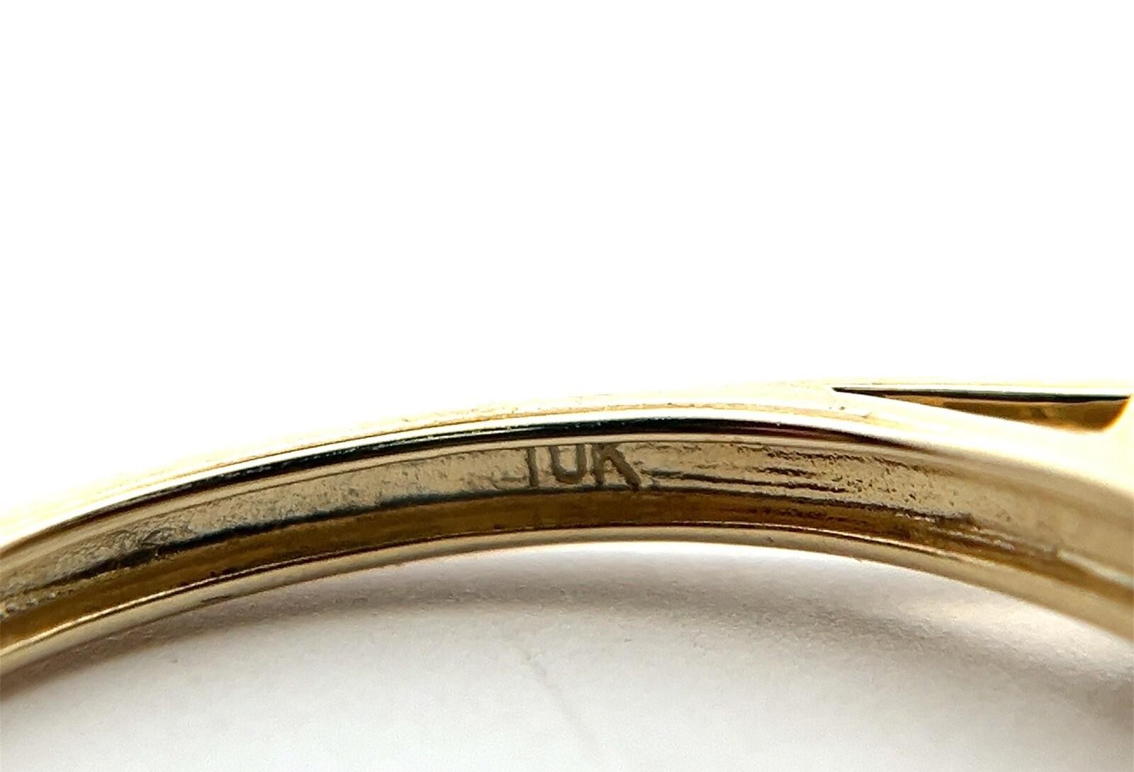 10K Yellow Gold Round Cut 1/4 CTW Natural Diamond Engagement Ring Size: 7.25 - Image 5