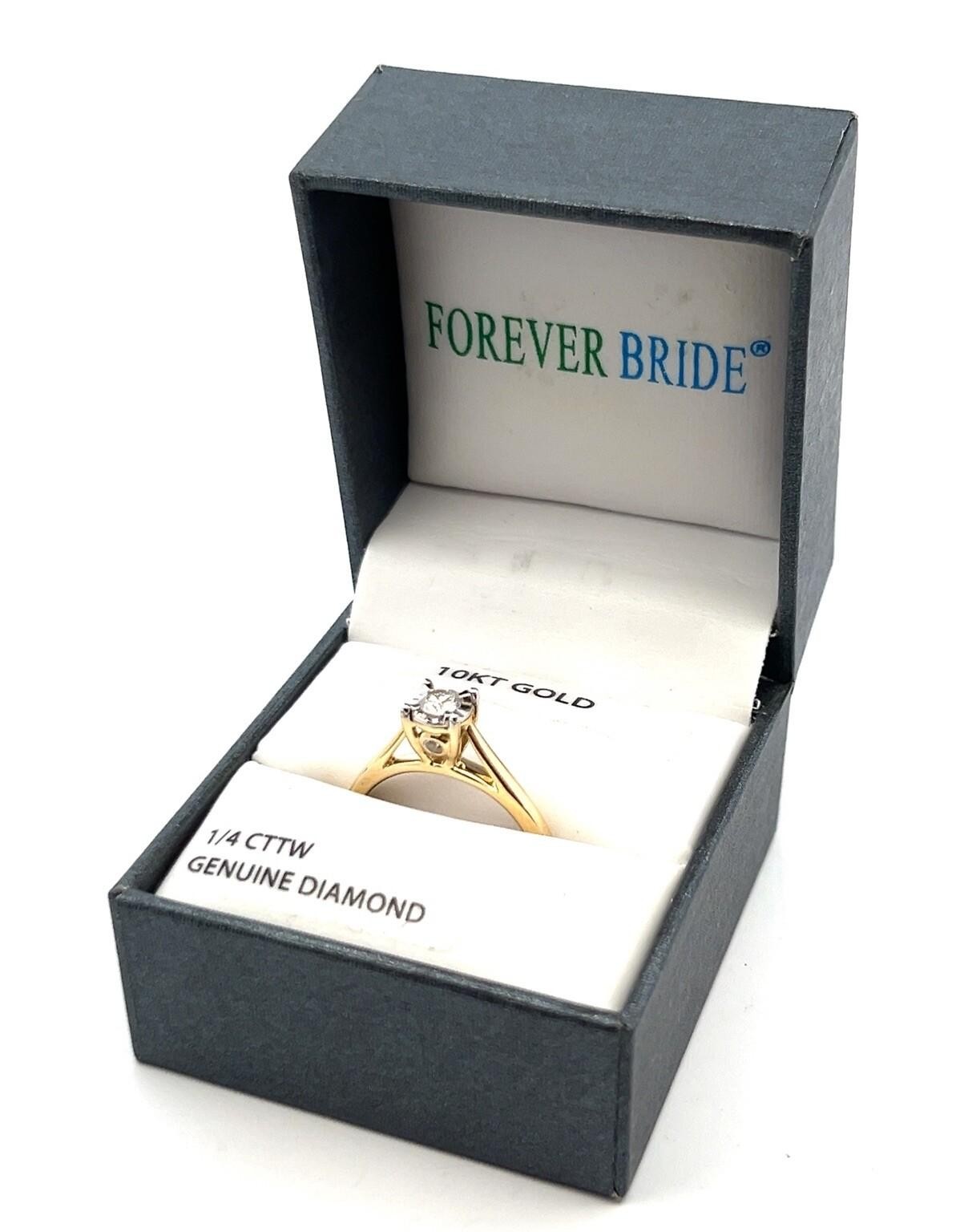 10K Yellow Gold Round Cut 1/4 CTW Natural Diamond Engagement Ring Size: 7.25 - Image 7