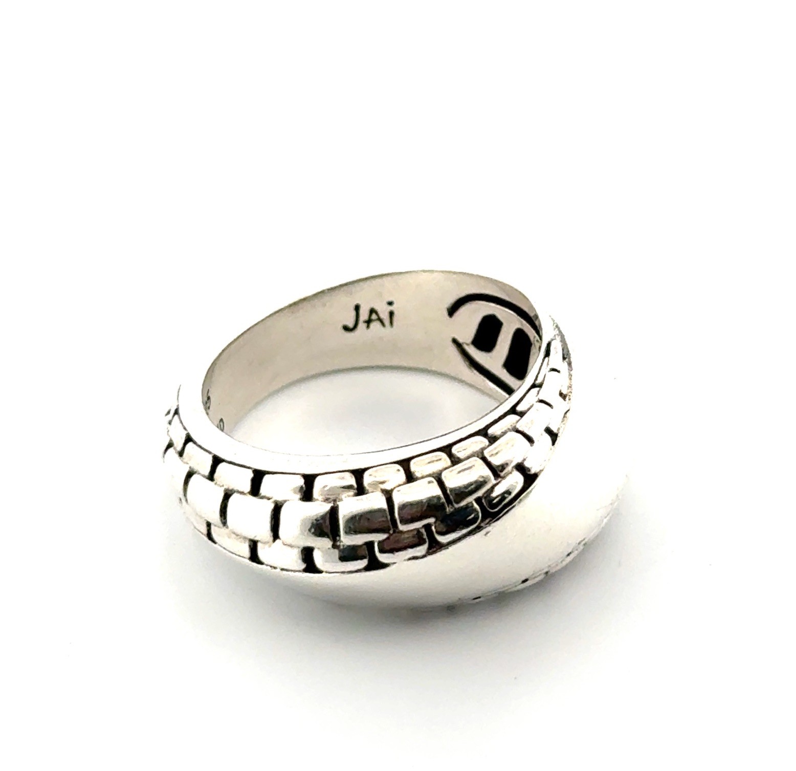 Size: 10 JAI Thailand 925 Sterling Silver Textured Polished Swirl Ring 11.9g - Image 4
