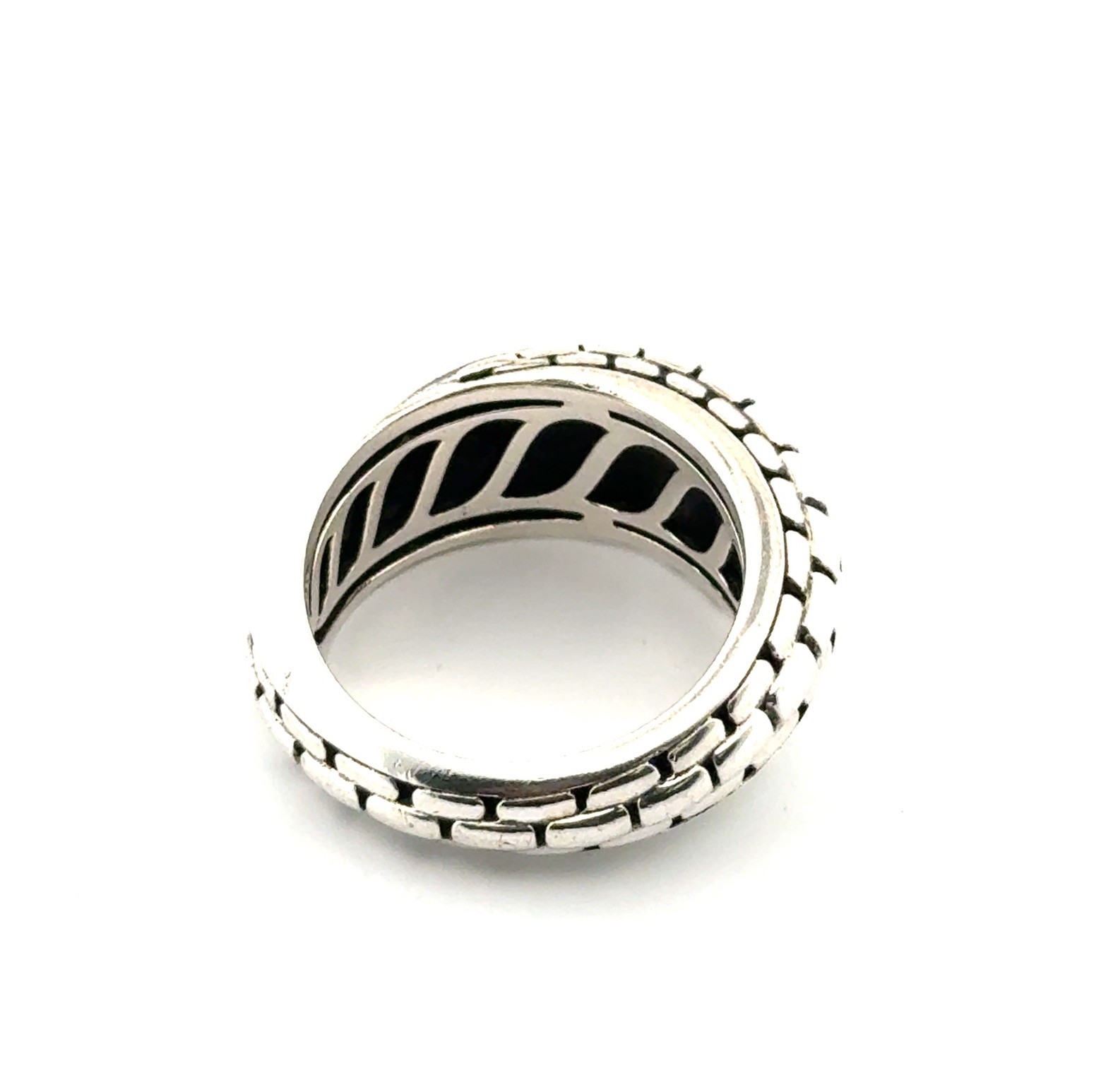 Size: 10 JAI Thailand 925 Sterling Silver Textured Polished Swirl Ring 11.9g - Image 5